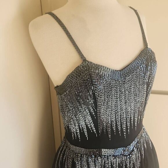 VTG. Oleg Cassini Blk.Beaded Cocktail Dress, Sz. 8 - Picture 5 of 13